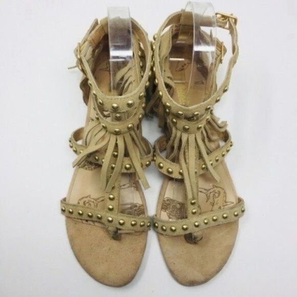 Australia Luxe Collective womans Cream suede gladiator sandal 6 BoxH fringe - Picture 7 of 7
